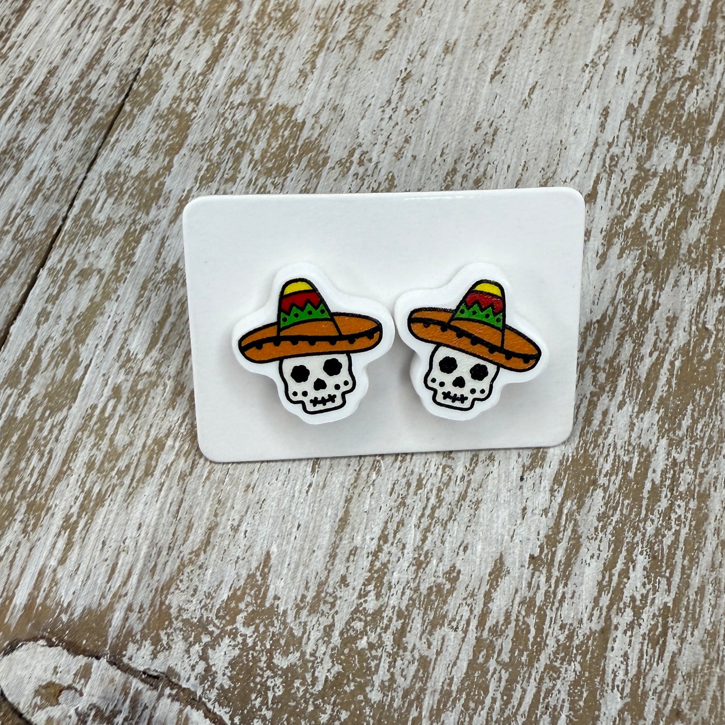 UV Printed Sombrero Spirits Acrylic Stud Earrings