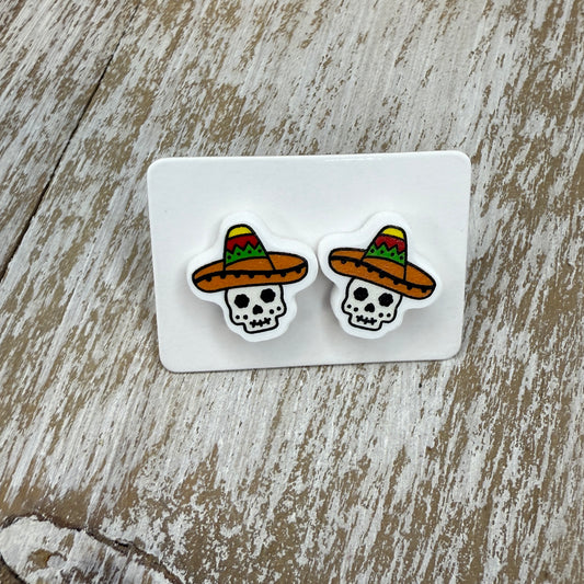 UV Printed Sombrero Spirits Acrylic Stud Earrings