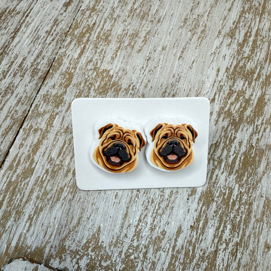 UV Printed Squishy Shar-Pei Acrylic Stud Earrings