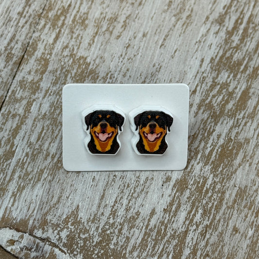 UV Printed Rockstar Rotties Acrylic Stud Earrings