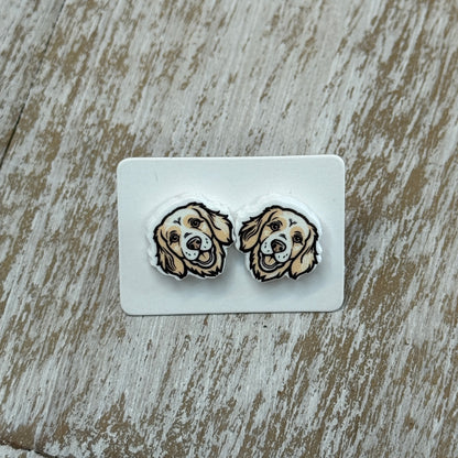 UV Printed Spaniel Smiles Acrylic Stud Earrings