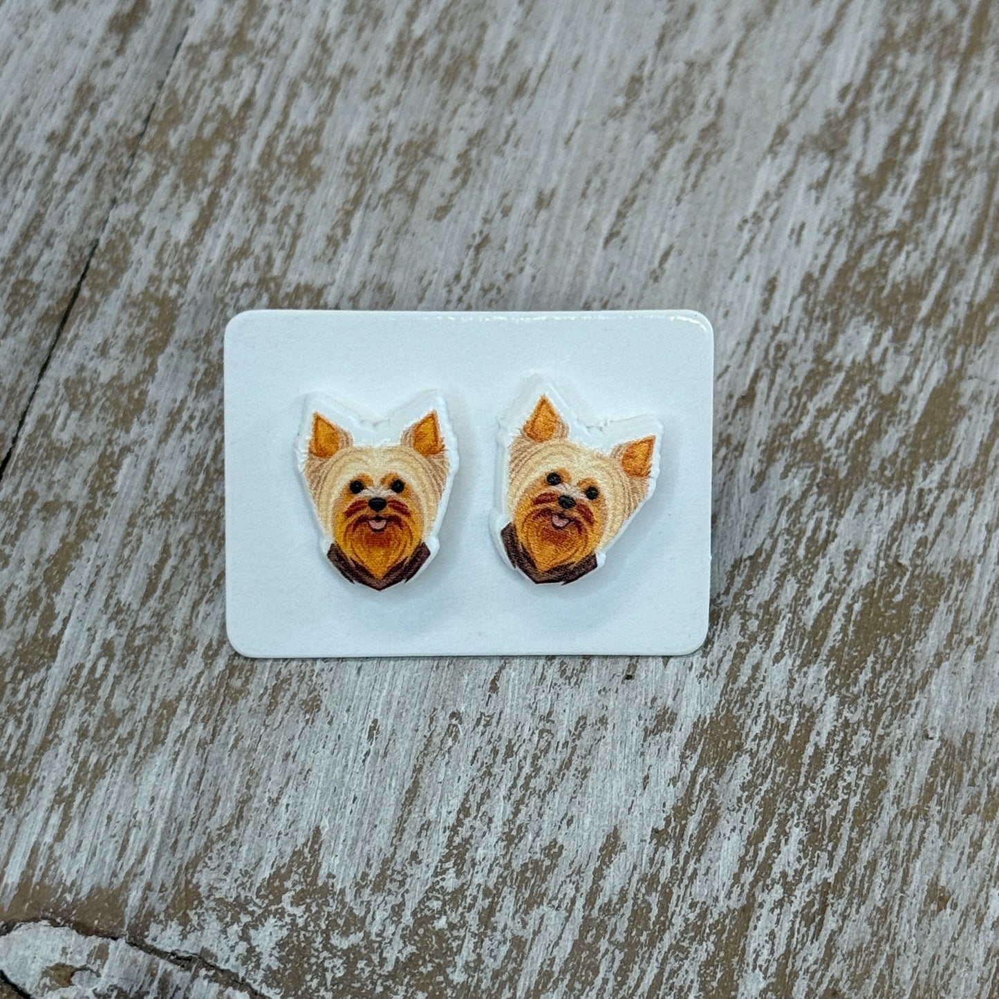 UV Printed Yippie Yorkies Acrylic Stud Earrings