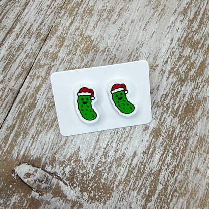 UV Printed Holly Jolly Dills Acrylic Stud Earrings