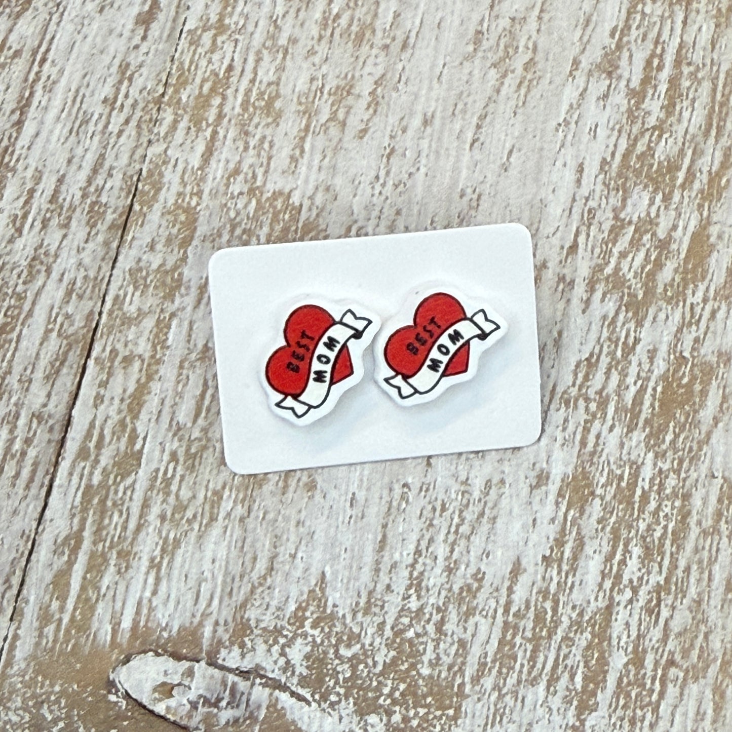 UV Printed True Love Mom Acrylic Stud Earrings