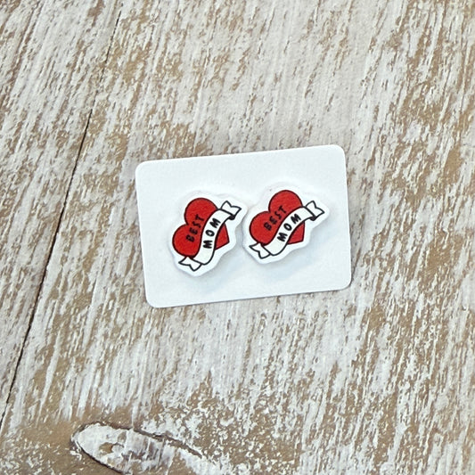 UV Printed True Love Mom Acrylic Stud Earrings
