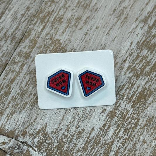 UV Printed Mom of Steel Acrylic Stud Earrings