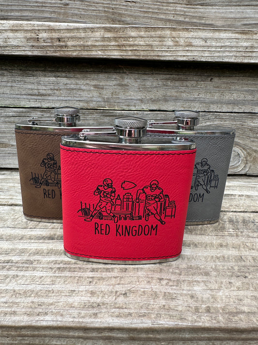 Red Kingdom 6 oz Leatherette and Stainless Steel Flask