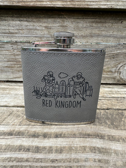Red Kingdom 6 oz Leatherette and Stainless Steel Flask