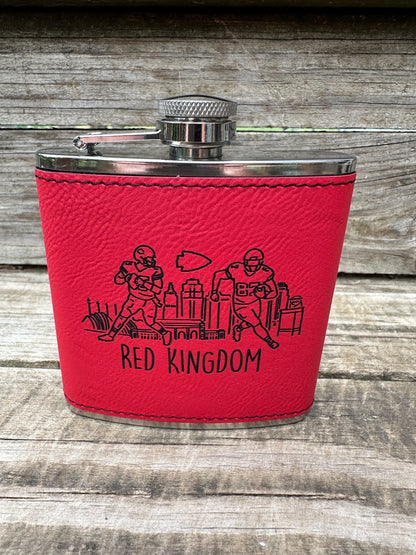 Red Kingdom 6 oz Leatherette and Stainless Steel Flask
