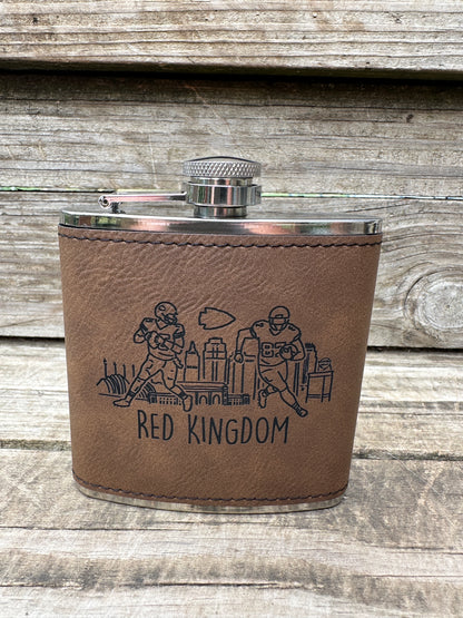 Red Kingdom 6 oz Leatherette and Stainless Steel Flask