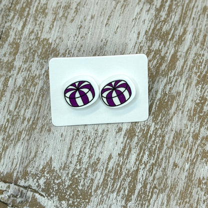 UV Printed Plum Swirl Acrylic Stud Earrings