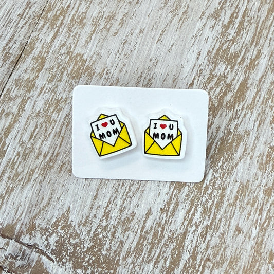 UV Printed Mama Mail Acrylic Stud Earrings