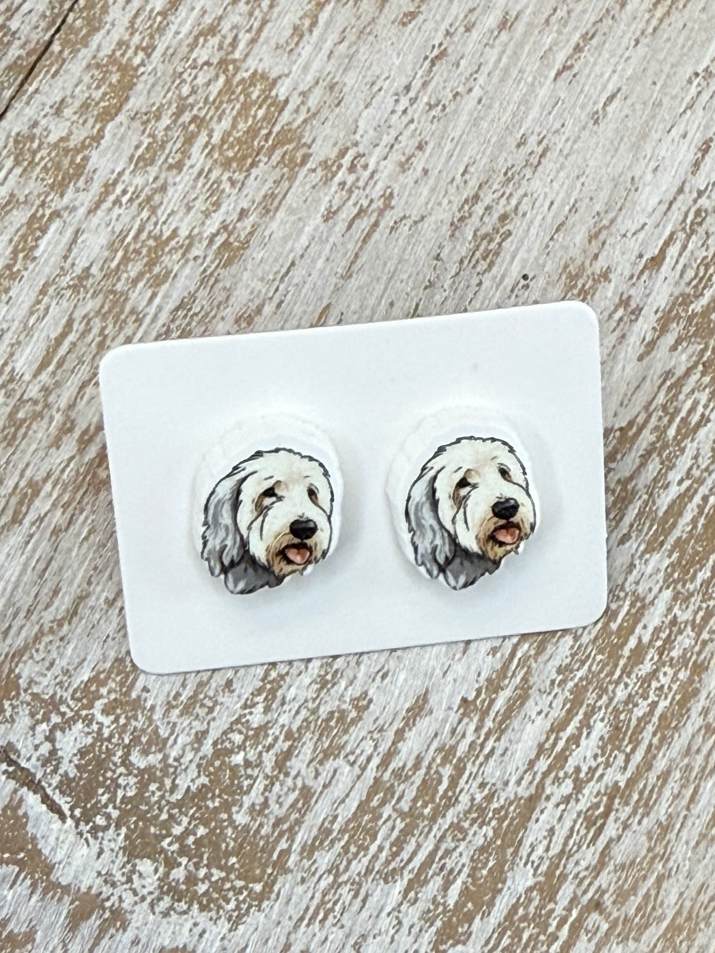 UV Printed Shaggy Sweethearts Acrylic Stud Earrings
