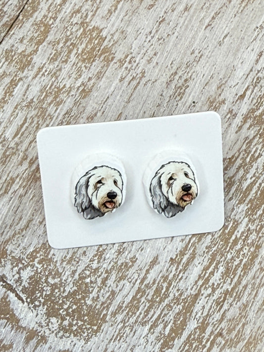 UV Printed Shaggy Sweethearts Acrylic Stud Earrings