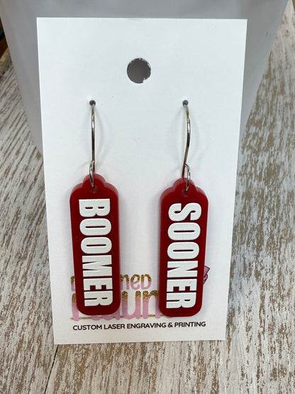 UV Printed Boomer Sooner Nation Acrylic Dangle Earrings
