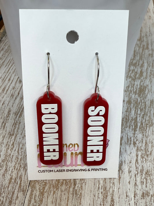 UV Printed Boomer Sooner Nation Acrylic Dangle Earrings