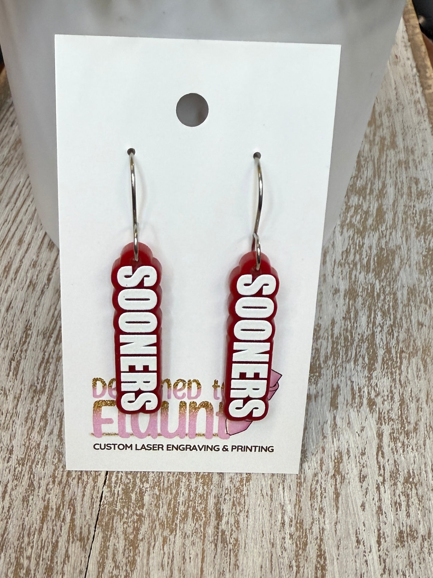 UV Printed Sooner Style Acrylic Dangle Earrings