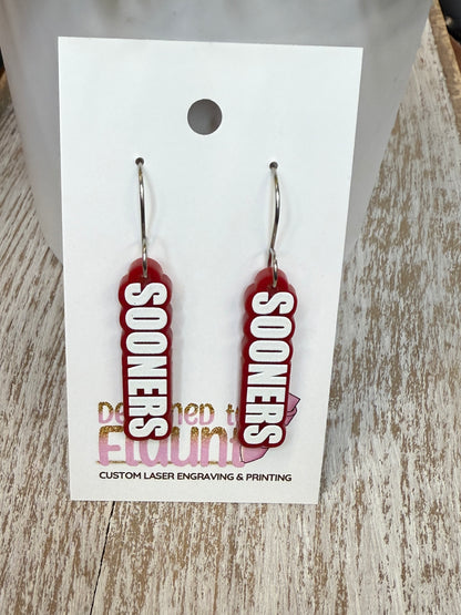 UV Printed Sooner Style Acrylic Dangle Earrings