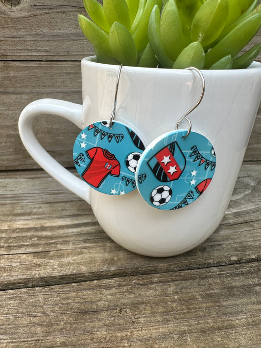 KC Current Soccer Sublimated Dangle Earrings
