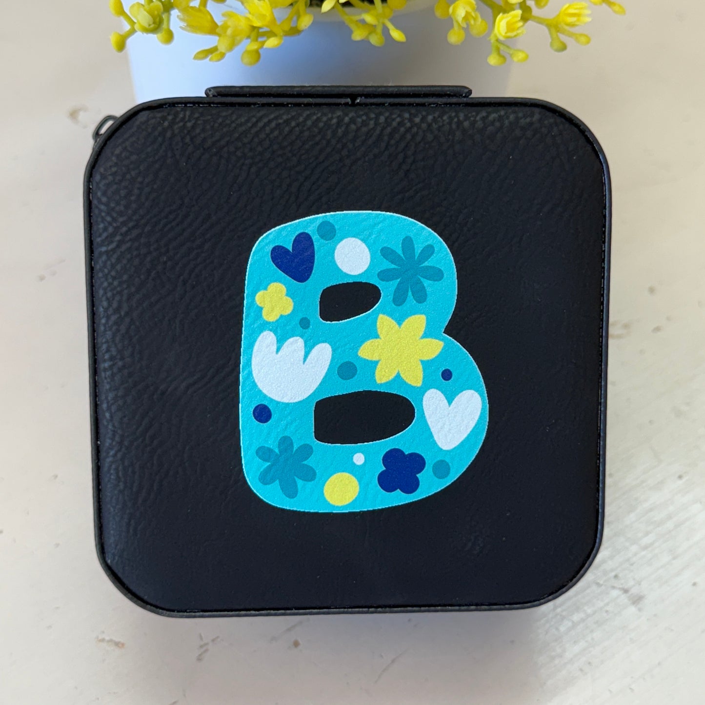 UV Printed Single-Letter Monogram Leatherette Jewelry Boxes