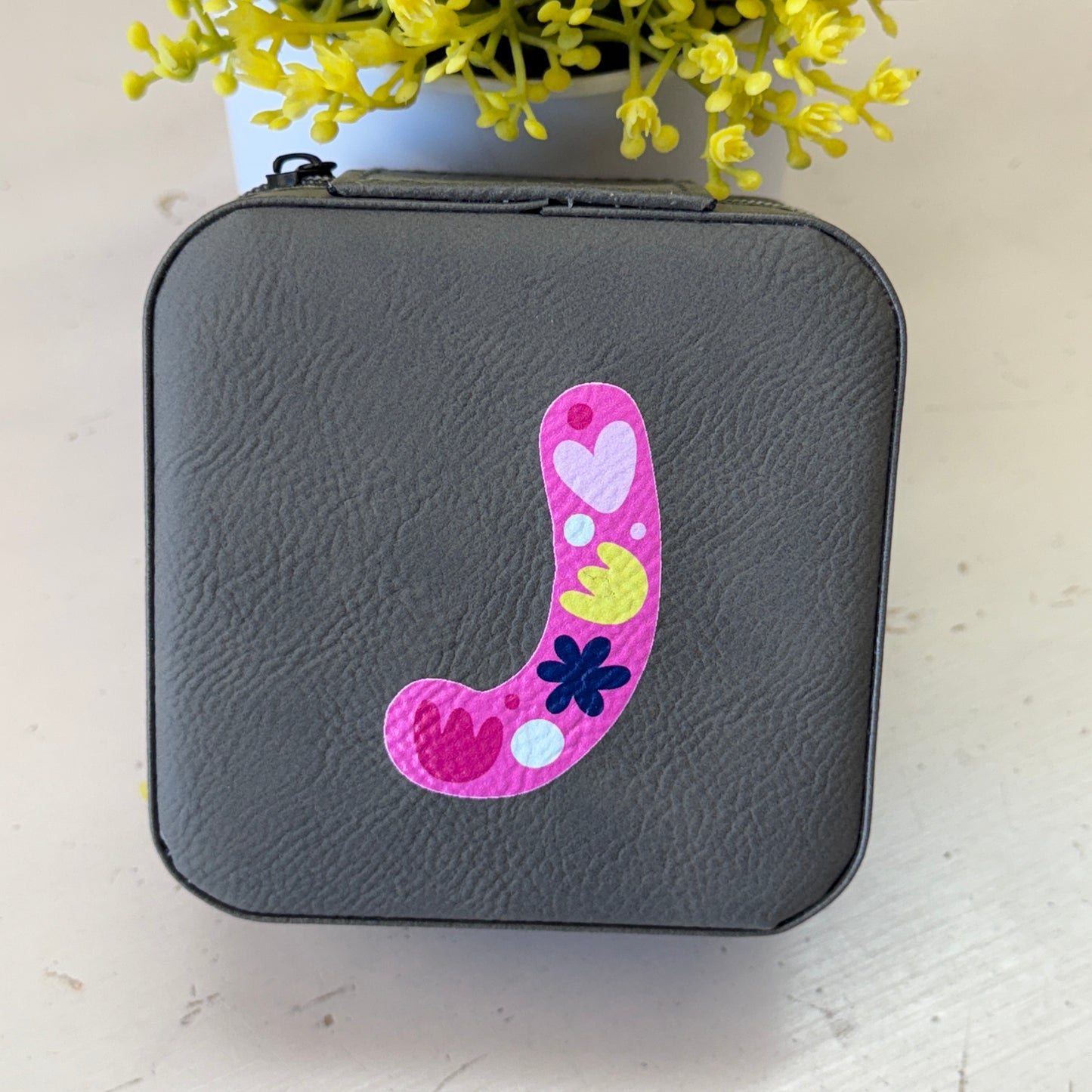 UV Printed Single-Letter Monogram Leatherette Jewelry Boxes
