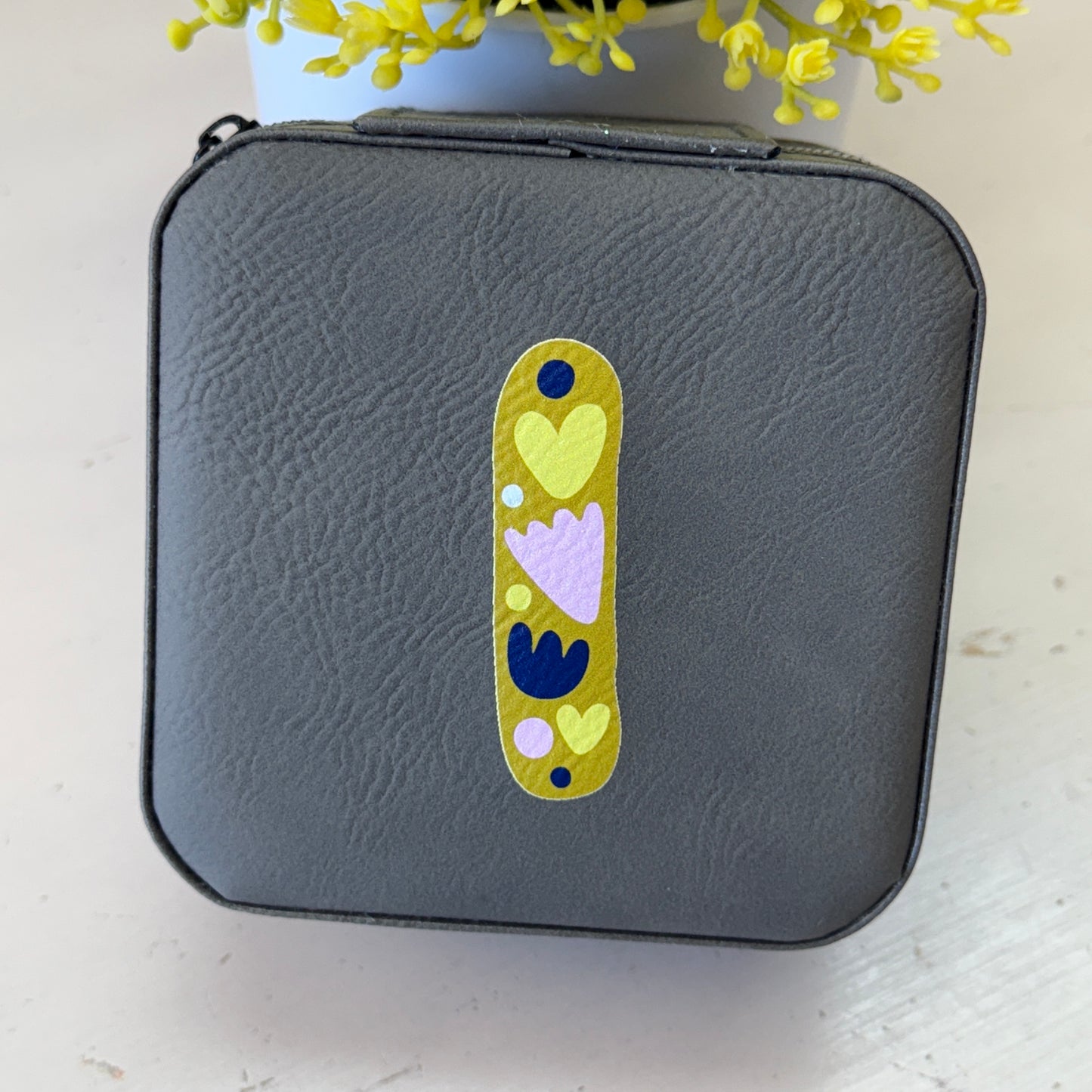 UV Printed Single-Letter Monogram Leatherette Jewelry Boxes