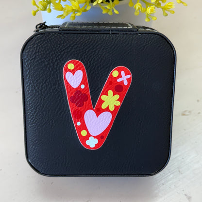 UV Printed Single-Letter Monogram Leatherette Jewelry Boxes