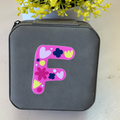 UV Printed Single-Letter Monogram Leatherette Jewelry Boxes
