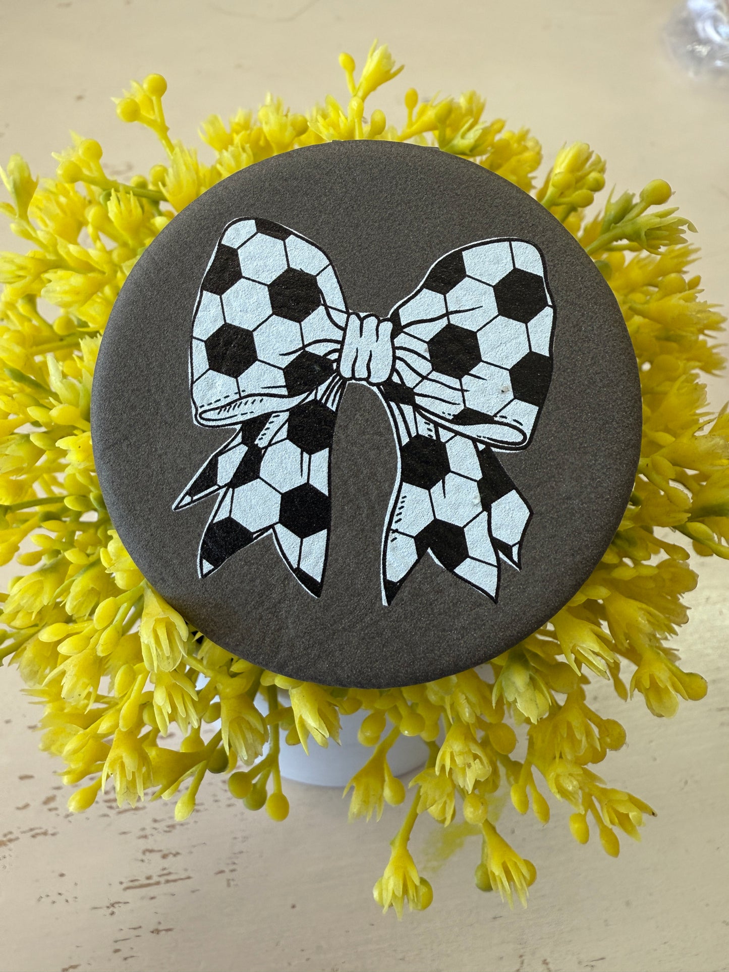UV Printed Soccer Bow Compact Mirror