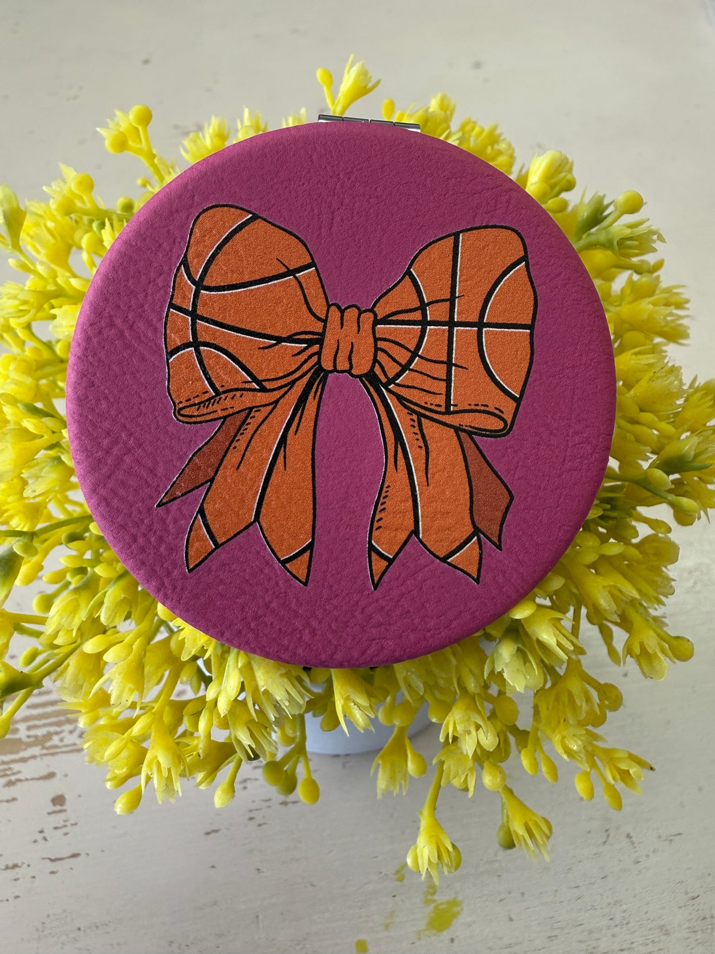 UV Printed Basketball Bow Compact Mirror
