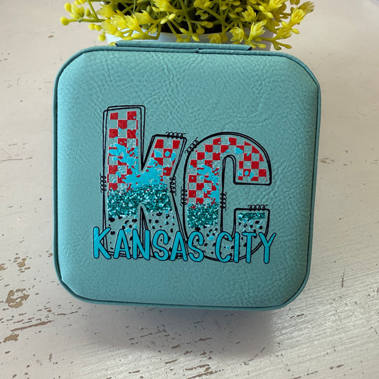 UV Printed Teal Checkered Paint Jewelry Box