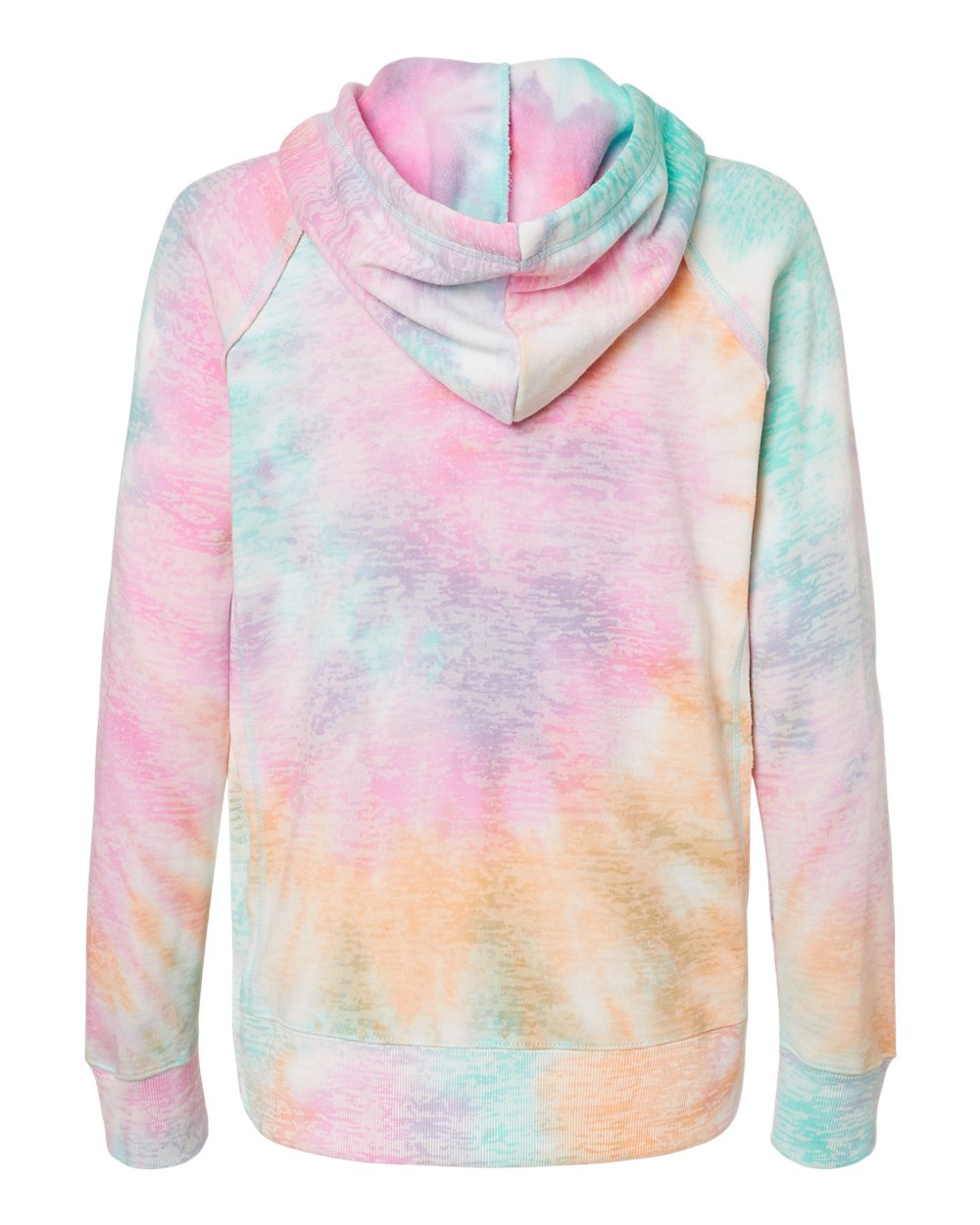 Women's V-Neck Pastel Tie-Dye Lightweight Hooded Sweatshirt | Women's Rainbow Sorbet Hoodie