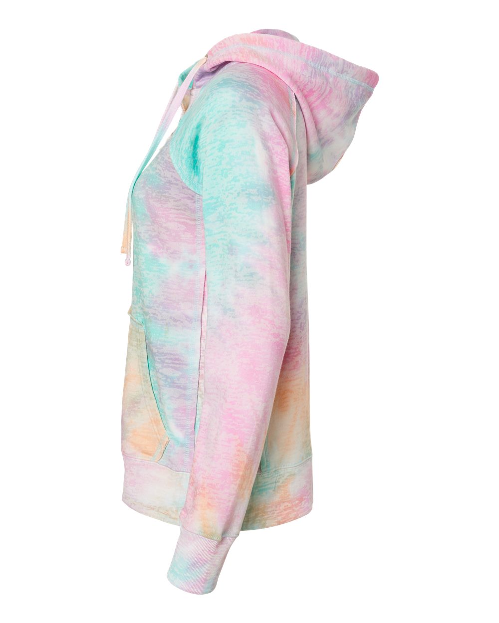 Women's V-Neck Pastel Tie-Dye Lightweight Hooded Sweatshirt | Women's Rainbow Sorbet Hoodie