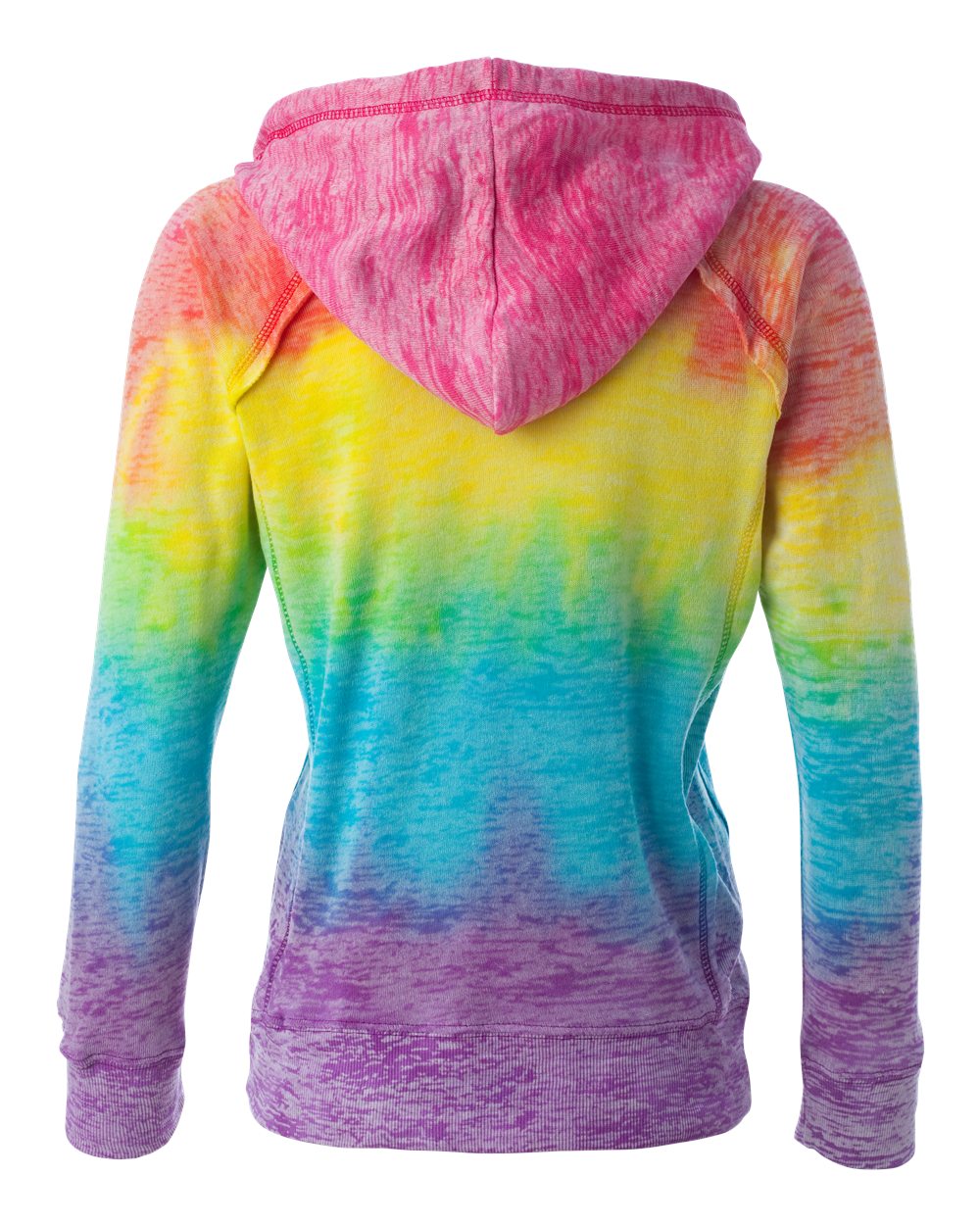 Women's V-Neck Rainbow Ombre Lightweight Hooded Sweatshirt | Women's Burnout Rainbow Hoodie
