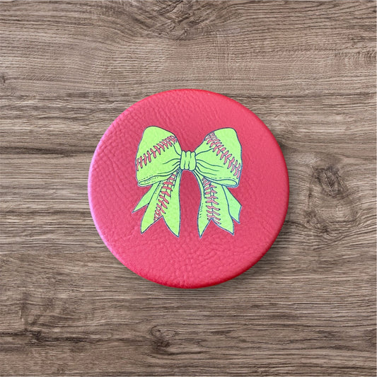 UV Printed Softball Bow Compact Mirror