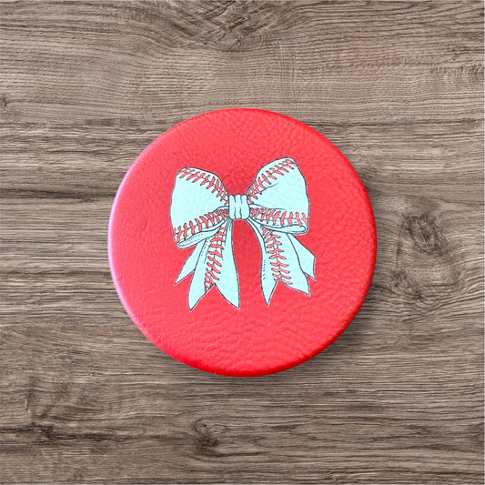 UV Printed Baseball Bow Compact Mirror
