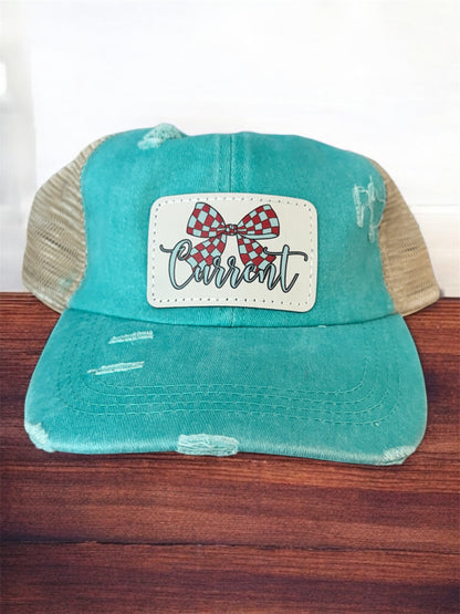 UV Printed Checkered Current Bow Women's Criss Cross Hat