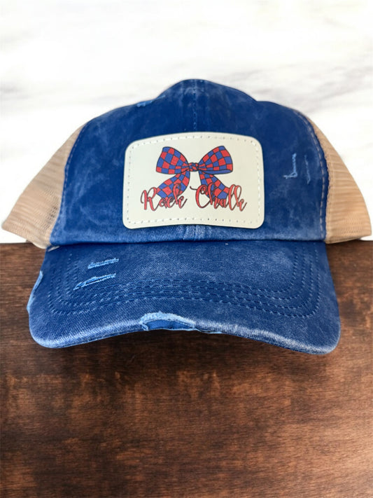 UV Printed Checkered Rock Chalk Bow Women's Criss Cross Hat