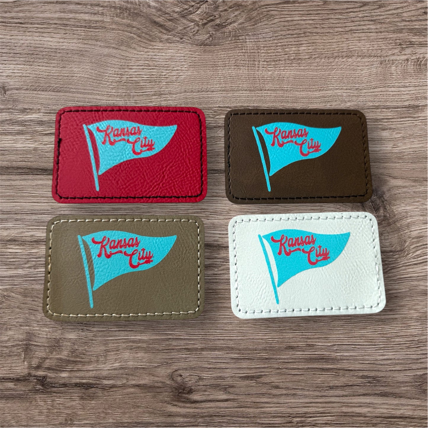 UV Printed Kansas City Teal Pennant Leatherette Patch