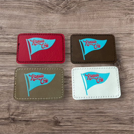 UV Printed Kansas City Teal Pennant Leatherette Patch