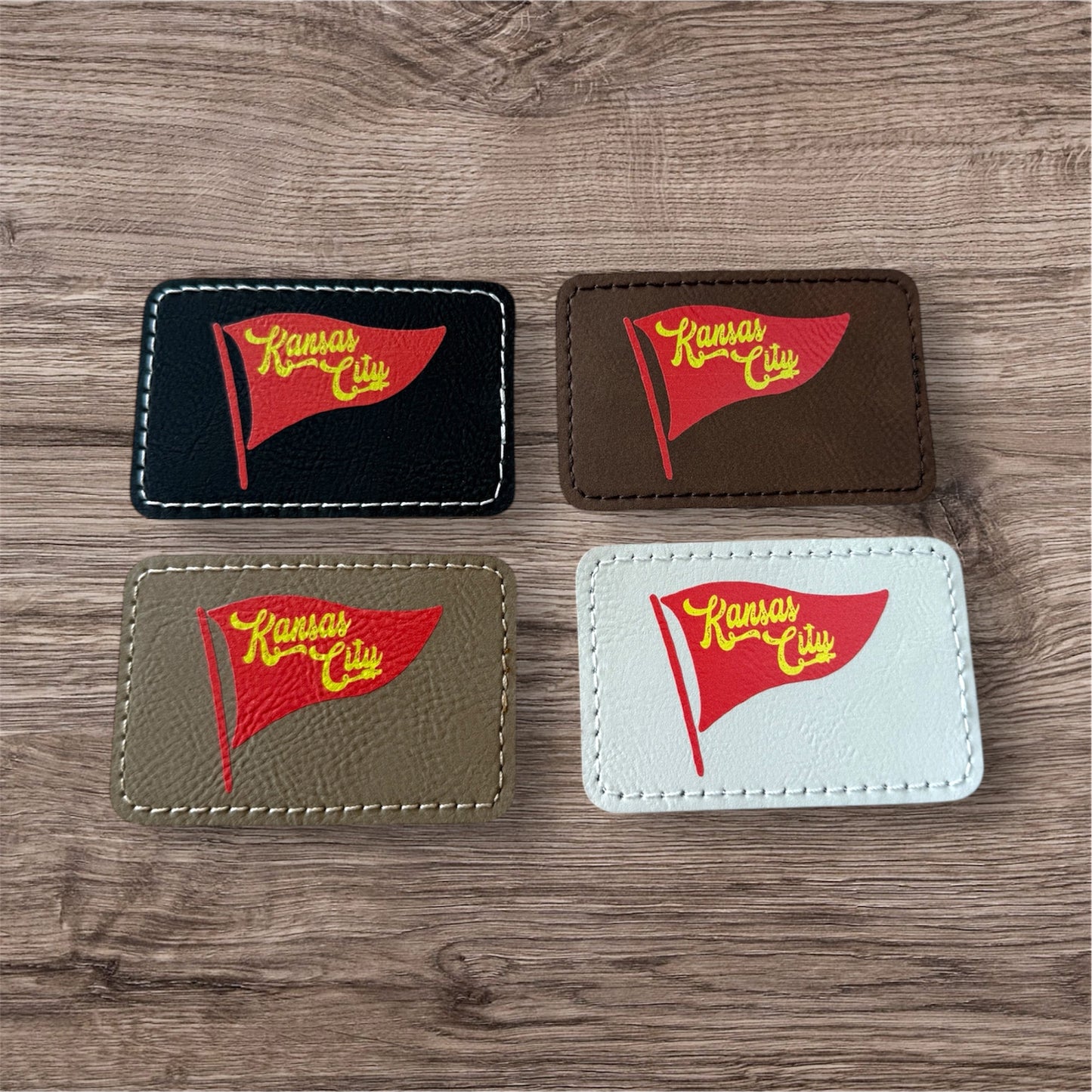 UV Printed Kansas City Red Pennant Leatherette Patch