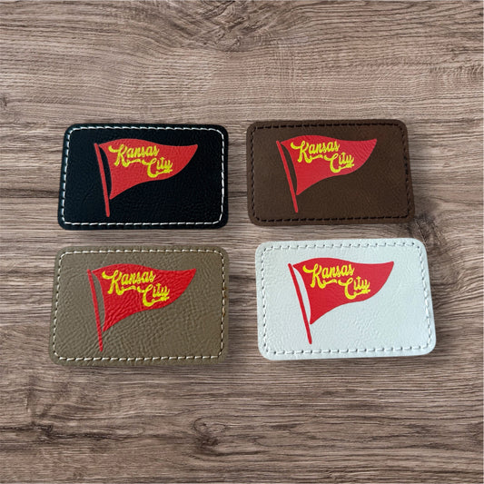 UV Printed Kansas City Red Pennant Leatherette Patch