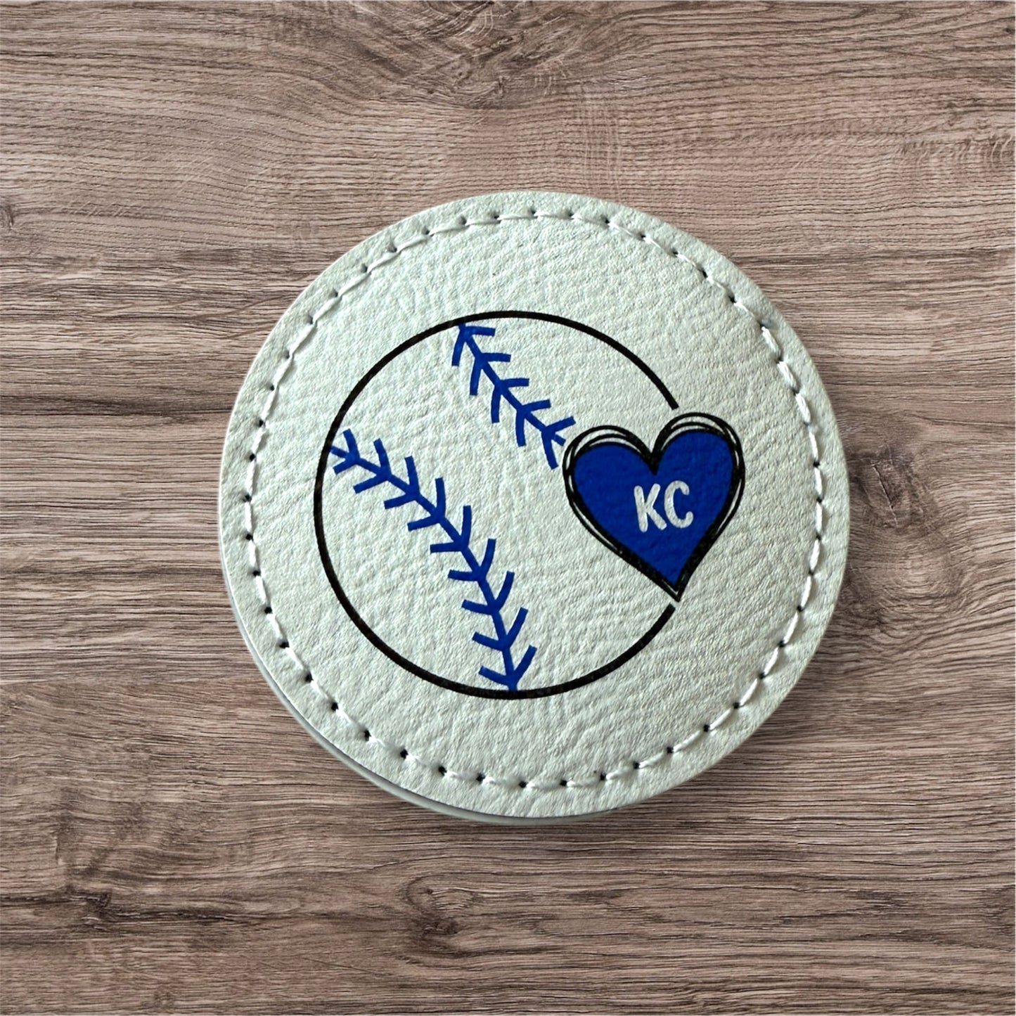 UV Printed KC Heart Baseball Leatherette Patch