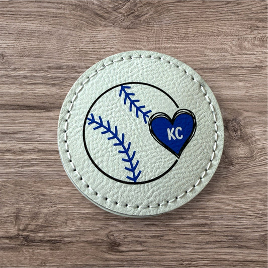 UV Printed KC Heart Baseball Leatherette Patch