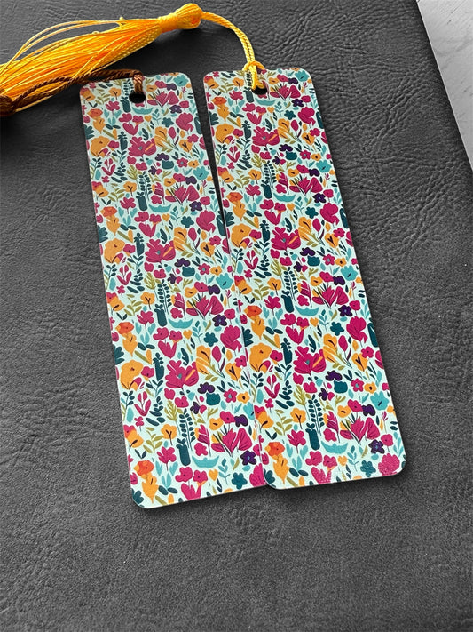UV Printed Vibrant Floral Scatter Prink Bookmark