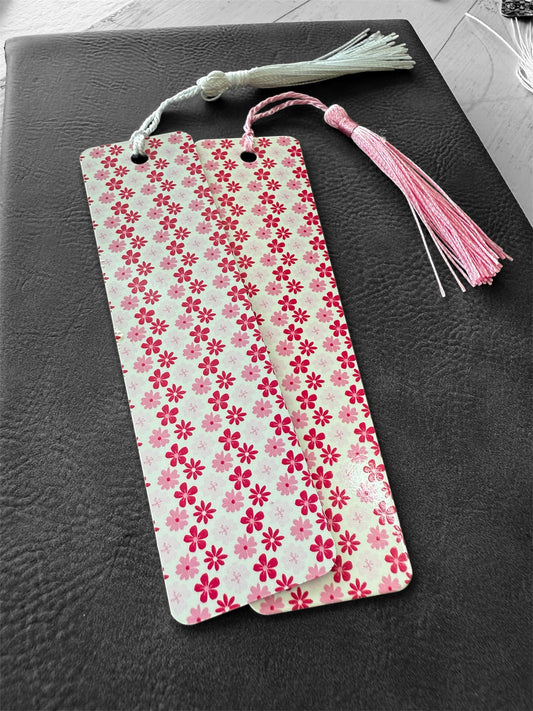 UV Printed Groovy Pink Flowers Bookmark