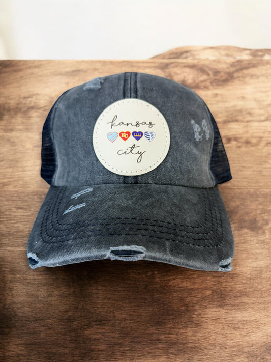 UV Printed Heart Kansas City Sports Women's Cris Cross Hat