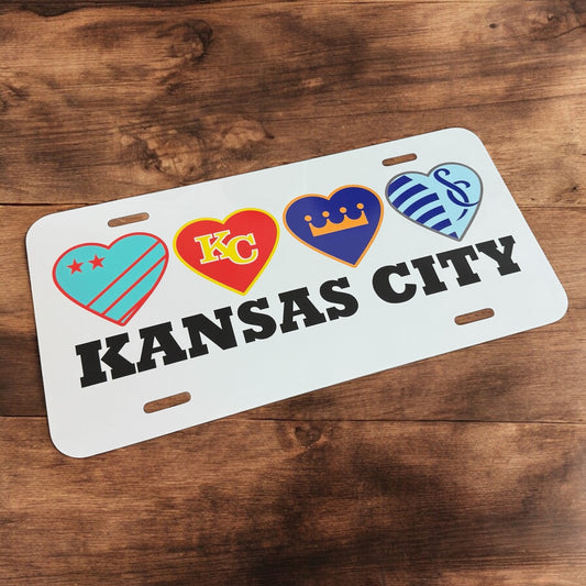 UV Printed KC Sports Hearts License Plate
