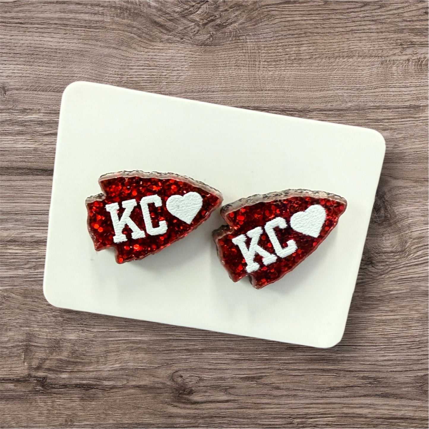 UV Printed KC Heart Acrylic Stud Earrings