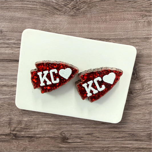 UV Printed KC Heart Acrylic Stud Earrings